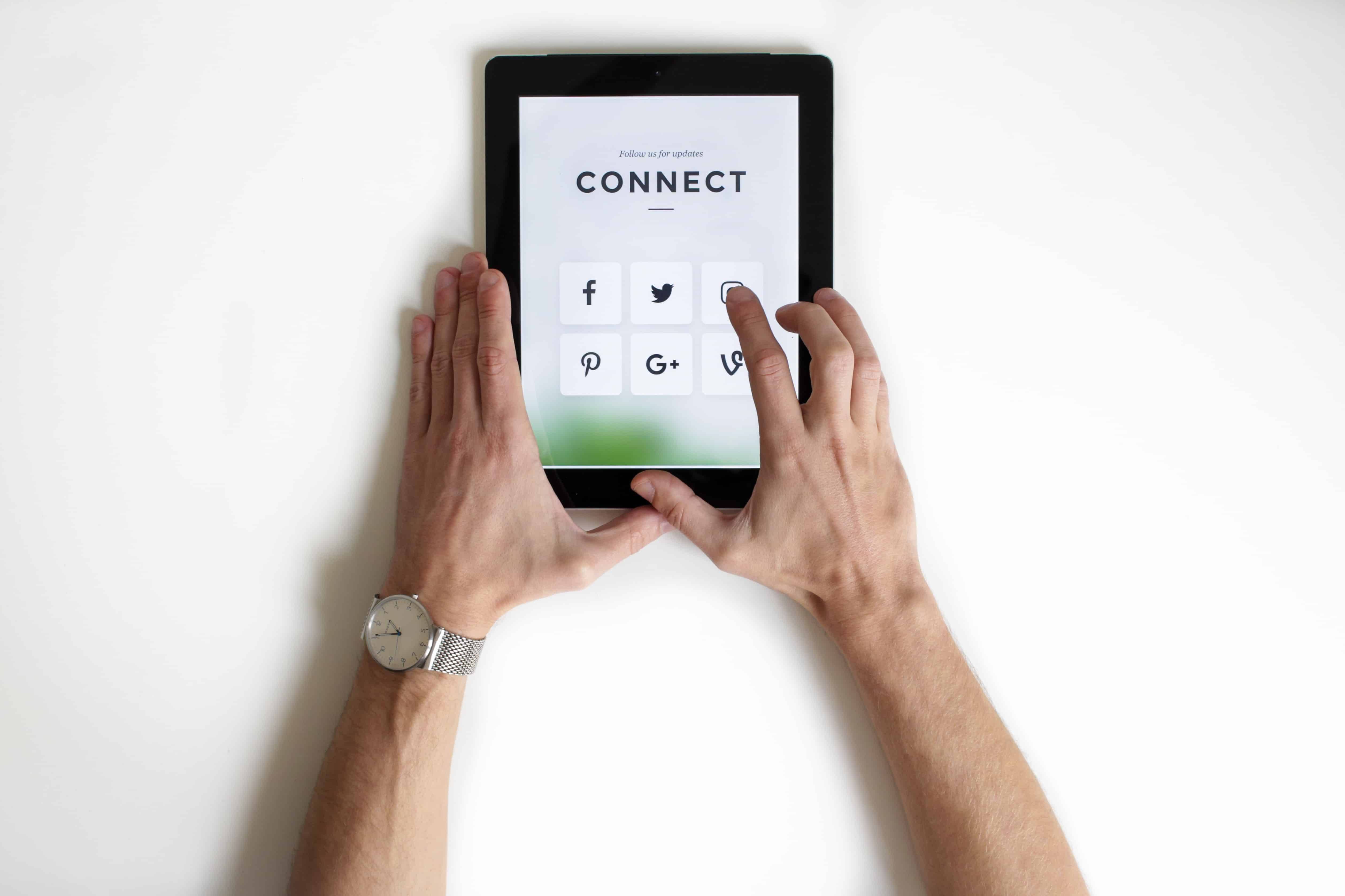 Tablet featuring social media platforms